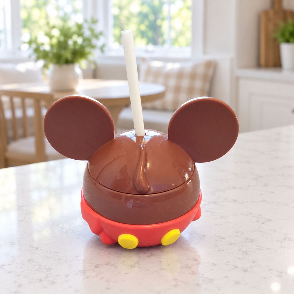 Disney Parks Mickey Mouse Sipper Cup Straw Ears Red Shorts Yellow Buttons